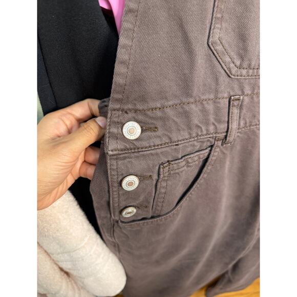 Free People We The Free Ziggy Denim Overalls Mocha Brown Size Medium Boho Earthy - Picture 10 of 16